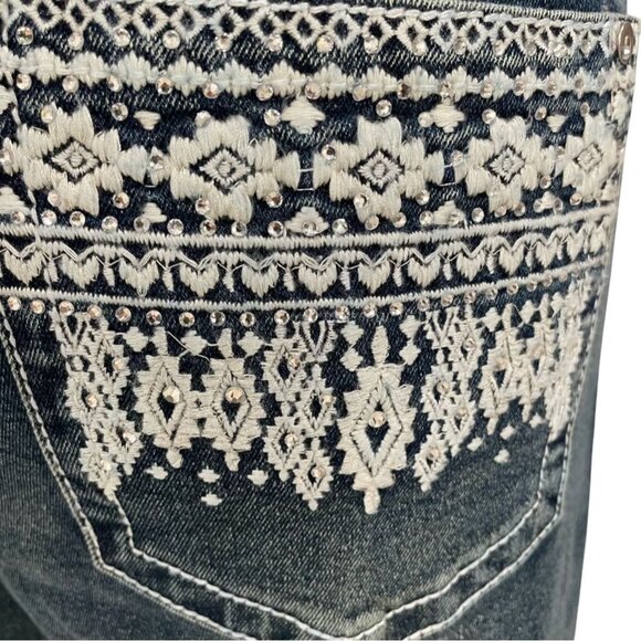 Harper Ivy High Waisted Wide Leg Jeans Boho Embroidered Trendy Comfy Festival - Picture 5 of 12